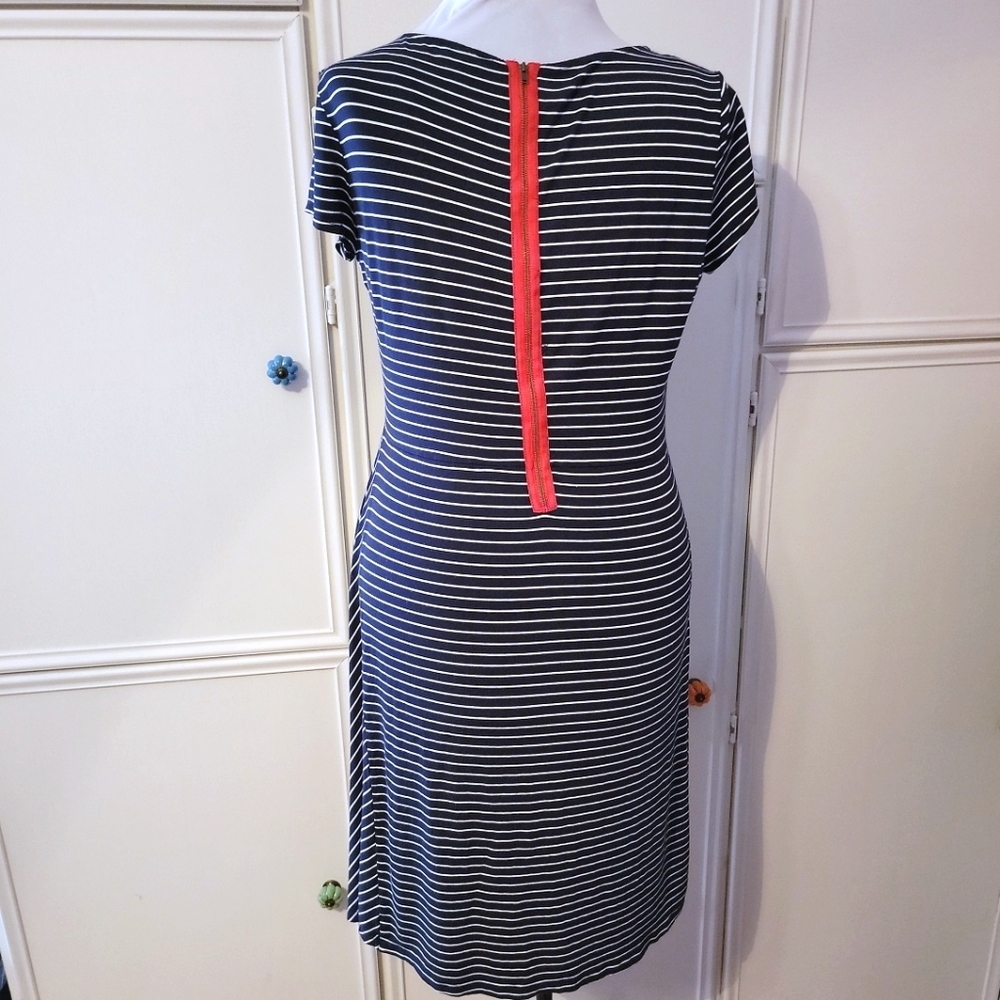 The Limited Navy & White Striped Dress w/ Red Zipper. - Picture 3 of 6